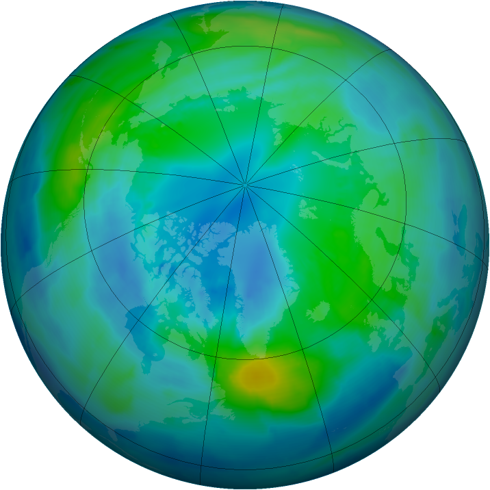 Arctic ozone map for 15 October 2012